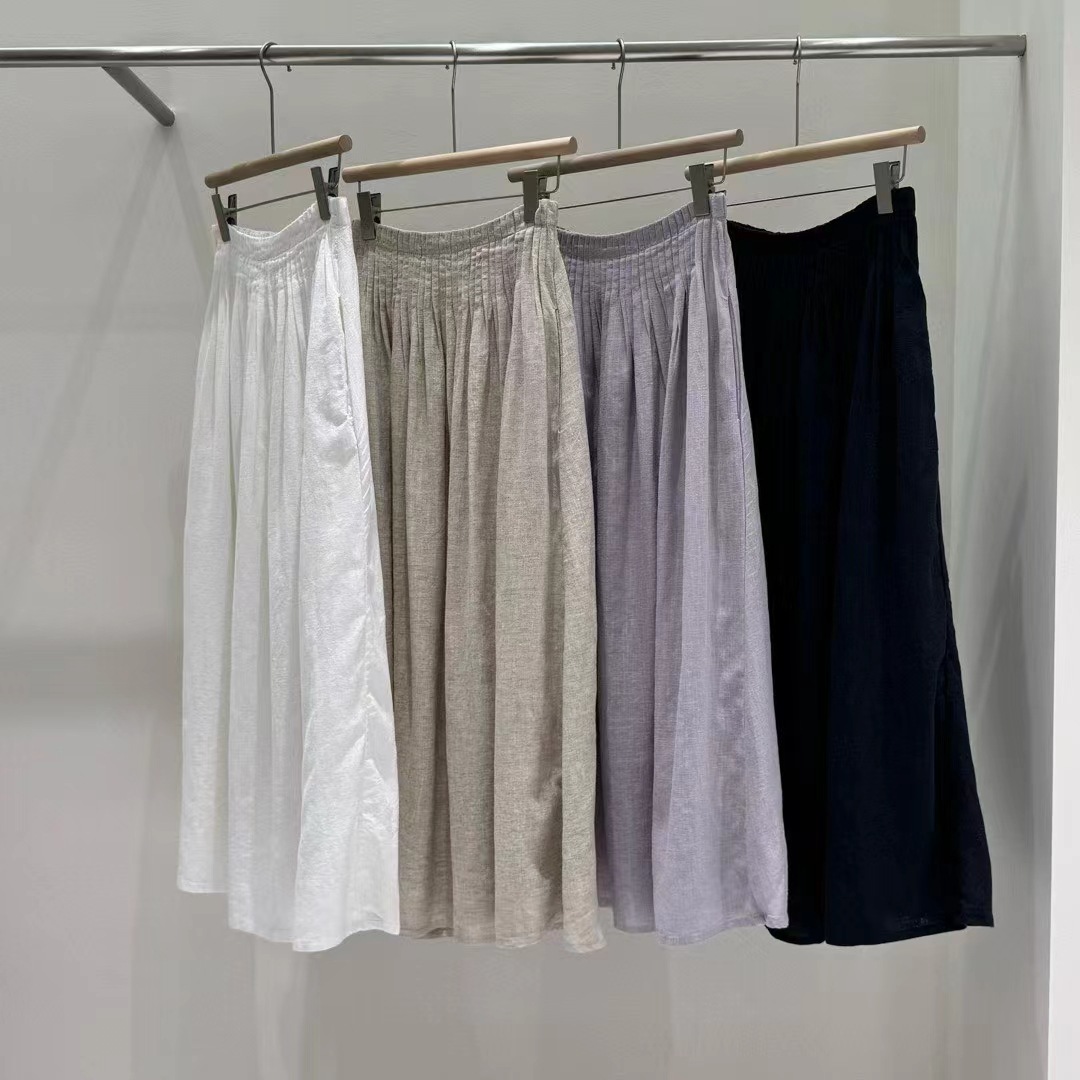 Wholesal Handmade-Inspired Natural Cotton Linen Skirt MOQ 10 Pieces 2795