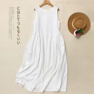 Custom Wholesale White Floral Dress for Women  Summer Dress | Handmade-Inspired Natural Cotton Linen Dress – MOQ 10 Pieces 2777