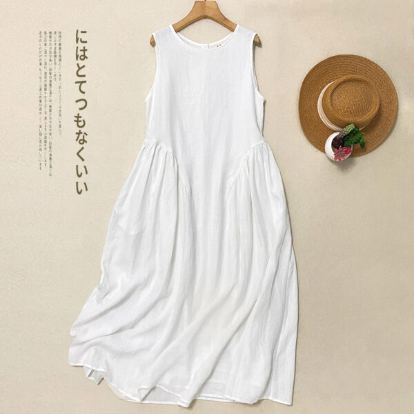 Custom Wholesale White Floral Dress for Women  Summer Dress | Handmade-Inspired Natural Cotton Linen Dress – MOQ 10 Pieces 2777