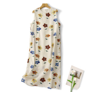 Custom Wholesale Red Floral Dress for Women  Summer Dress | Handmade-Inspired Natural Cotton Linen Dress – MOQ 10 Pieces 2787