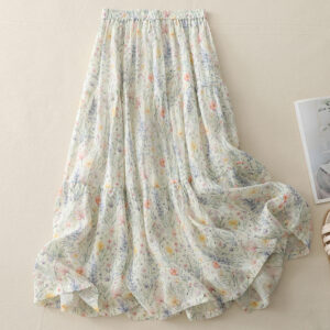 Wholesale Blue Floral Dress for Women  Summer Dress | Handmade-Inspired Natural Cotton Linen Dress – MOQ 10 Pieces 2795