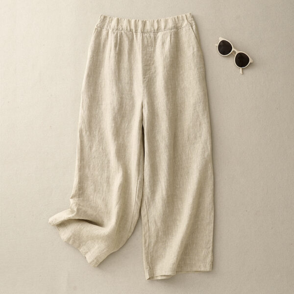 Custom Wholesale Linen Pants for Women | Summer Loose Fit Wide Leg Trousers | Breathable Casual Cotton Linen Blend Pants – MOQ 10 Pieces 2743 - Image 3