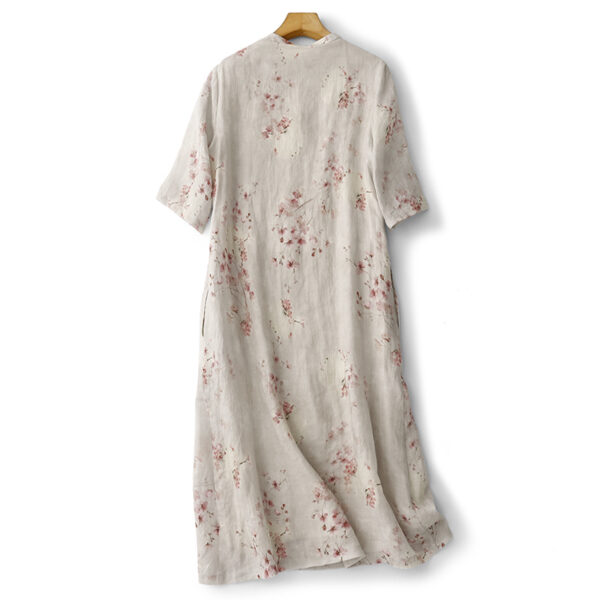 Custom Wholesale Linen Floral Dress for Women | Vintage Loose Fit Cheongsam Style Summer Dress | Handmade-Inspired Natural Cotton Linen Dress – MOQ 10 Pieces 2746 - Image 5