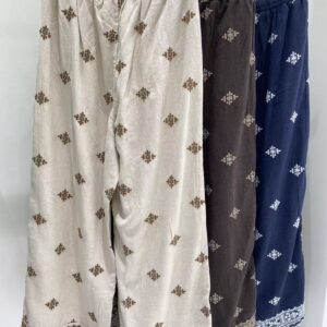 Retro literary embroidery ham linen straight-leg pants women's spring new loose and versatile slimming ethnic style wide-leg pants women