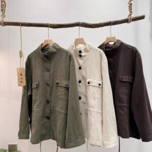 Retro literary and artistic old money style hemp trench coat women's autumn new Pinduo pocket loose and versatile waist tie-up jacket