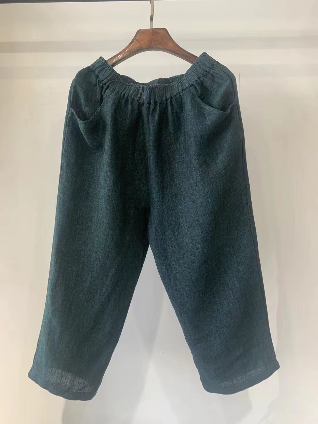 Retro literary linen harem pants women's spring new loose casual versatile slim elastic waist radish cropped pants - Image 3