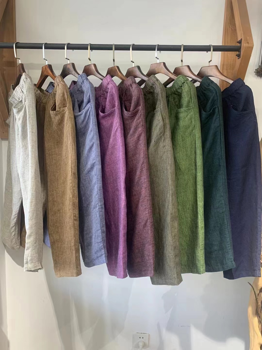 Retro literary linen harem pants women's spring new loose casual versatile slim elastic waist radish cropped pants